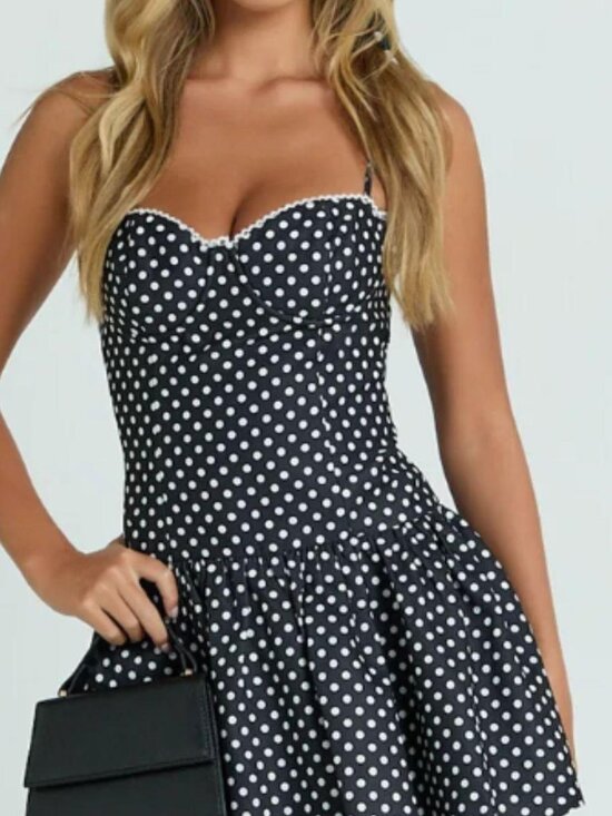 Showpo. Dresses & Skirts - Showpo tatiana mini dress - sweetheart corest black and white polka dot